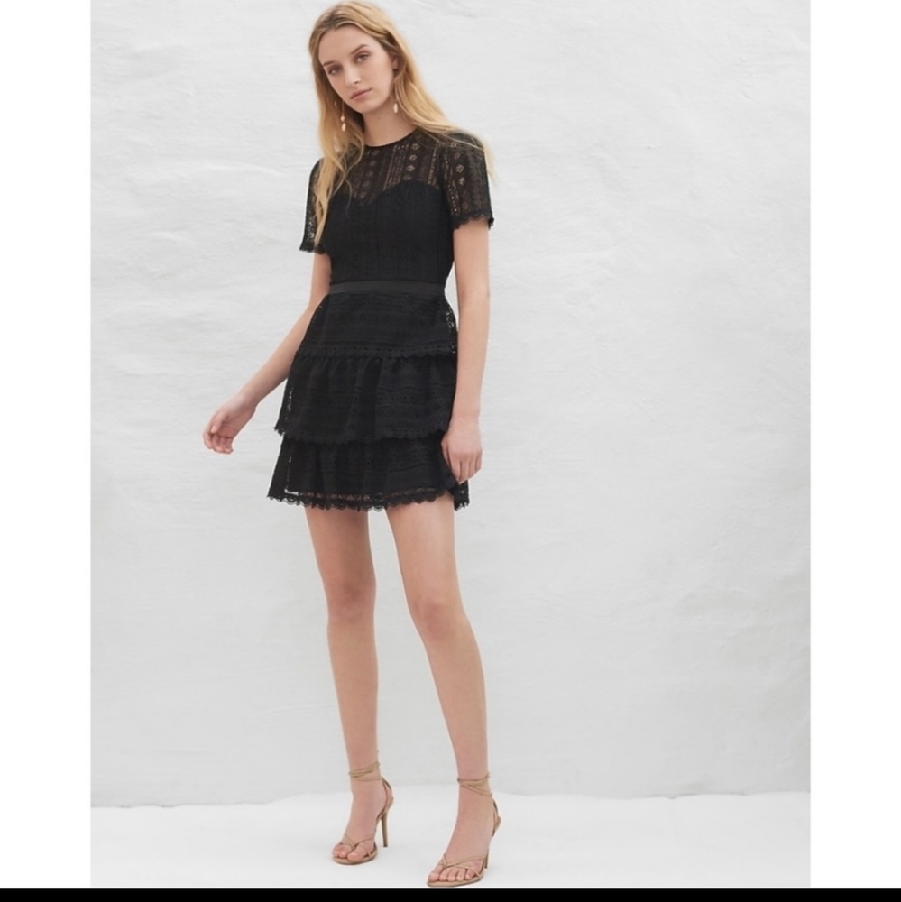Black lace mini dress